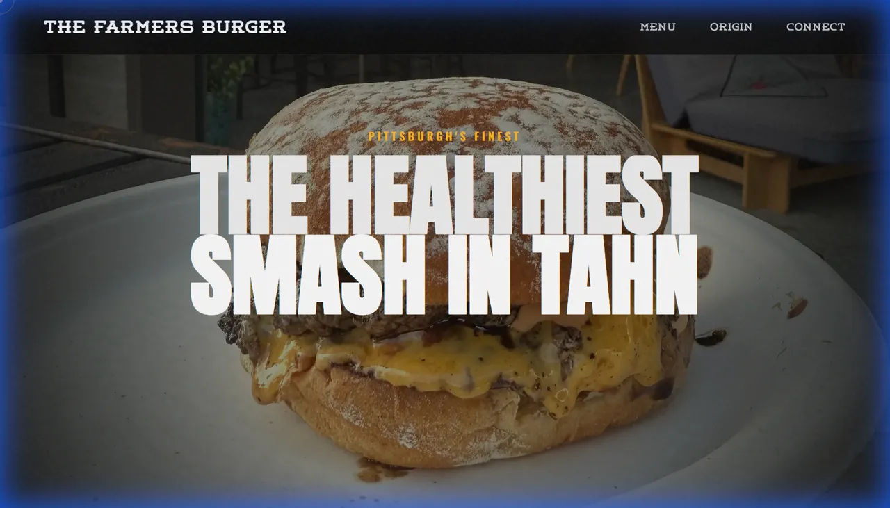 Screenshot of The Farmers Burger website.