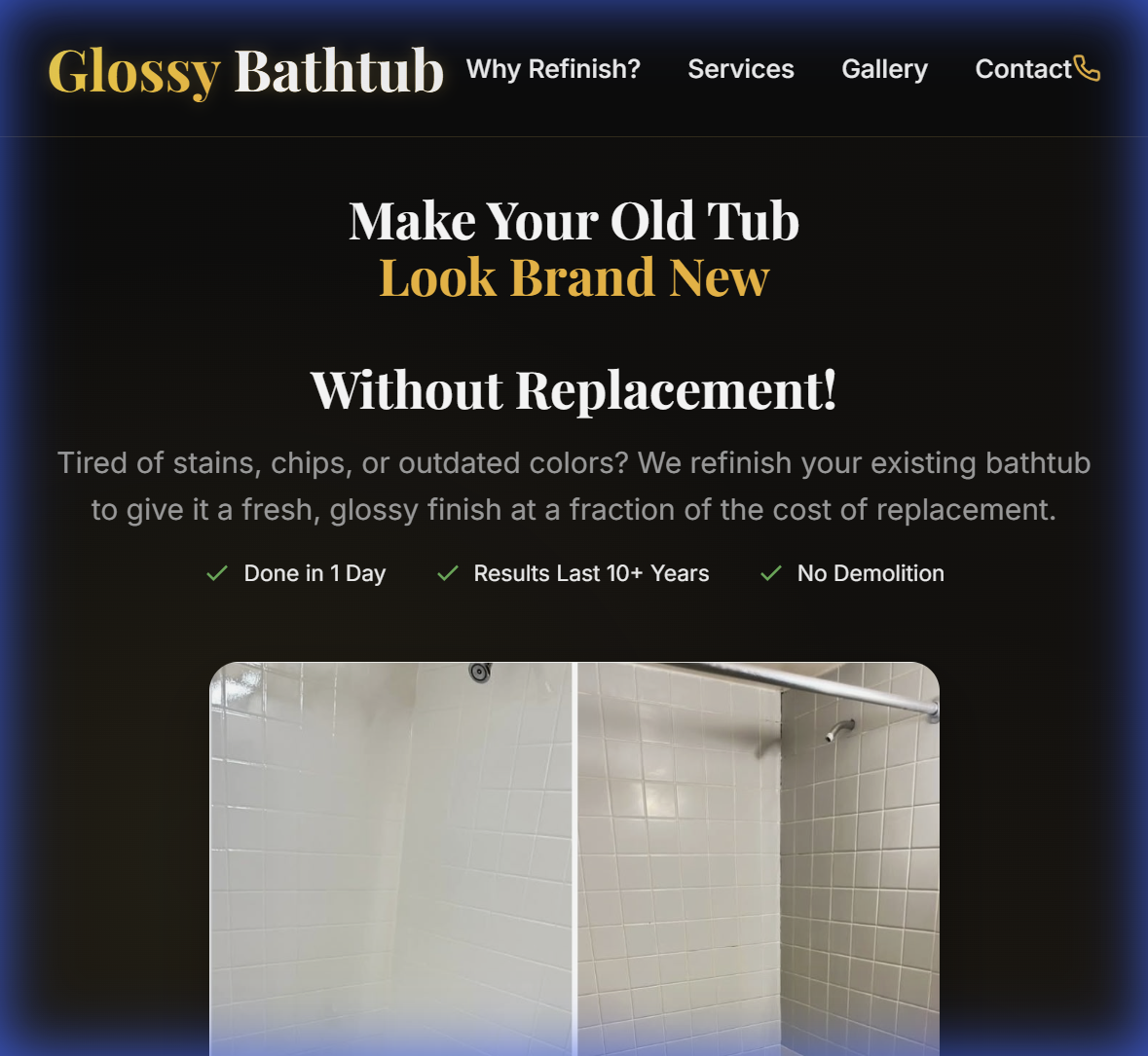 Screenshot of Glossy Bathtub website.