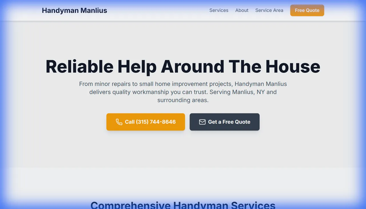 Screenshot of the Handyman Manlius website.