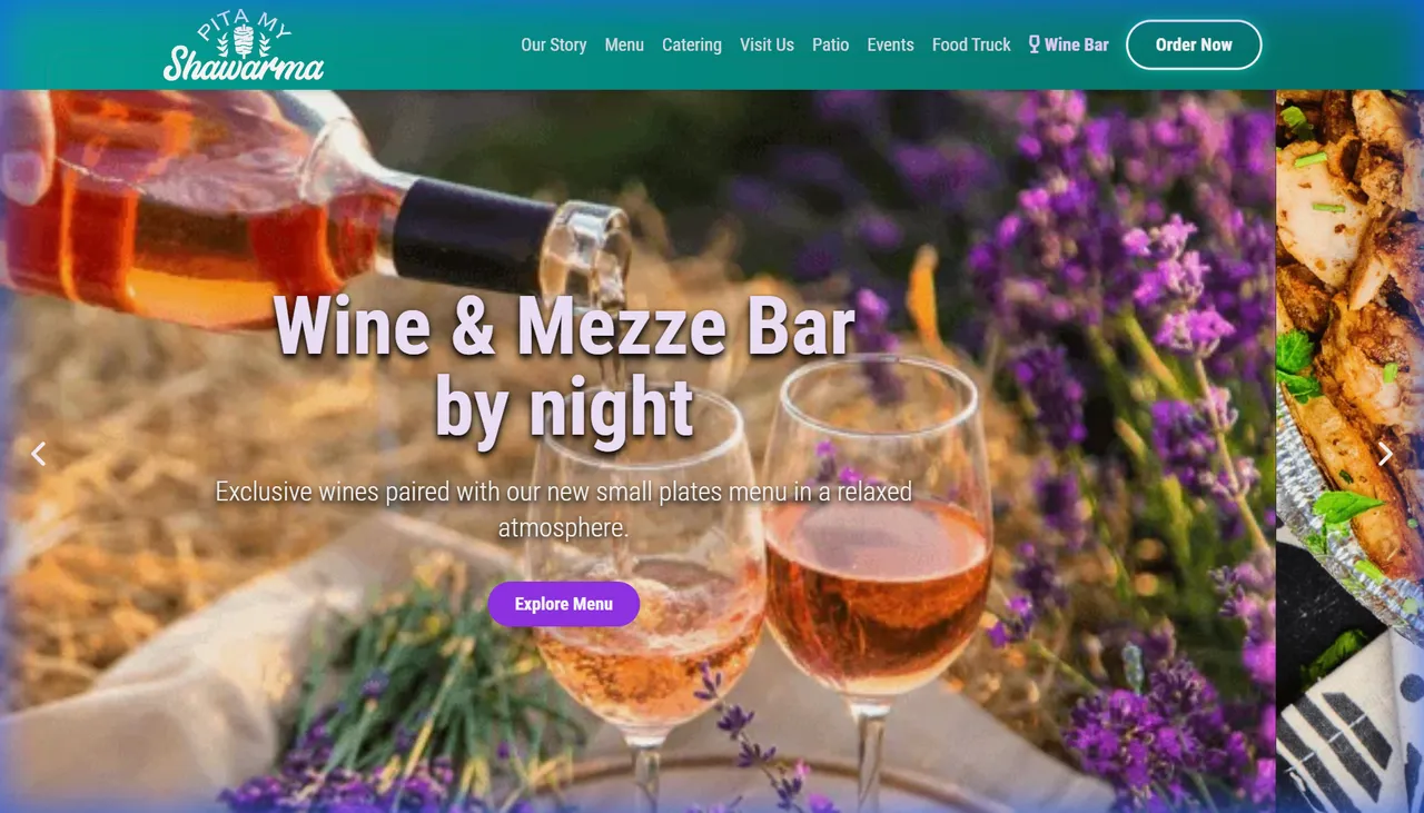 Screenshot of the Pita My Shawarma website.